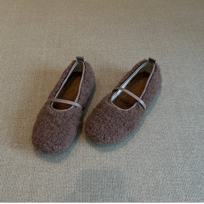 Damen Hausschuhe Flauschig Warm mit Riemchen