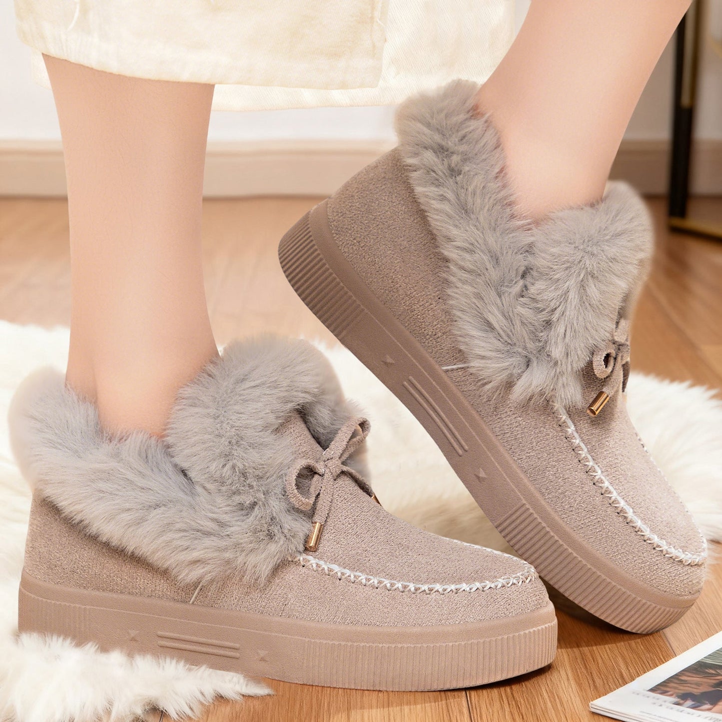 Damen Sneaker Bequem Kuschelig Elegant