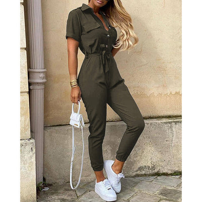 Damen Jumpsuit Modern mit Taschen und Taillenschnitt