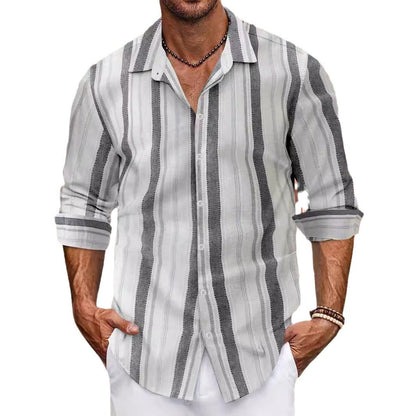 Herren Hemd Kurzarm Streifenmuster Modern Slimfit