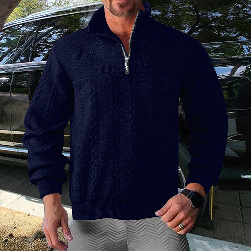 Herren Pullover Strukturiert Zip Modern Style