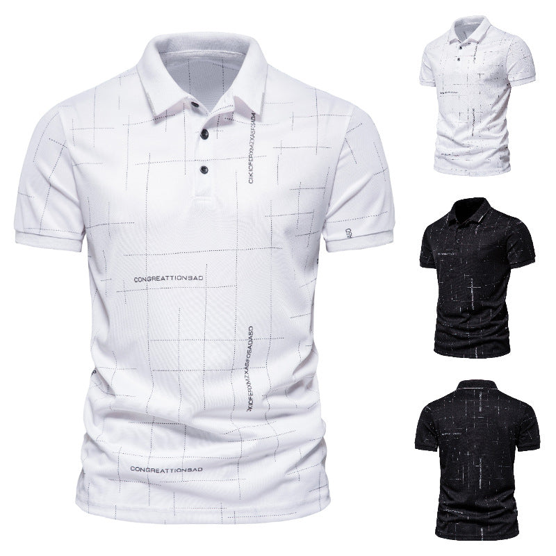 Herren Polohemd Modern Grafik Print Slim Fit