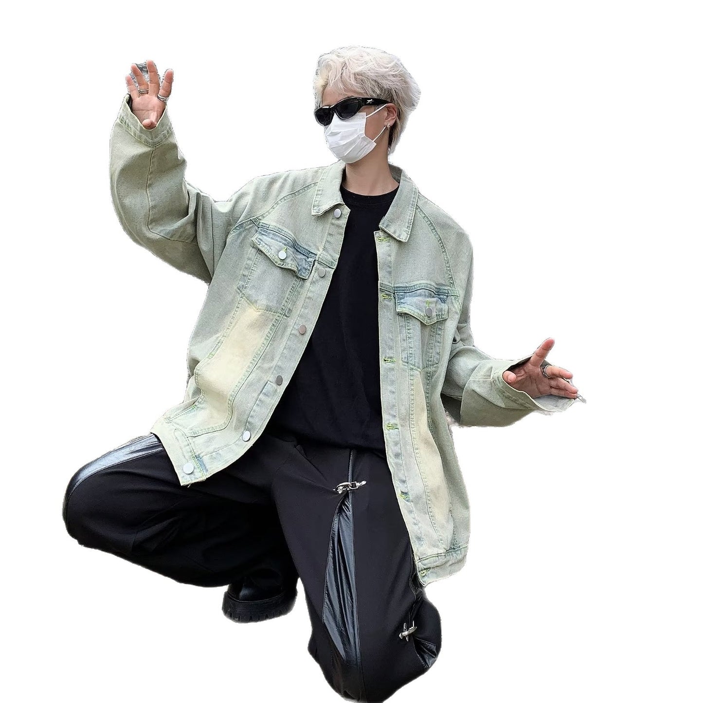 Lässige Herren Damen Jeansjacke Oversize Modern mit Taschen
