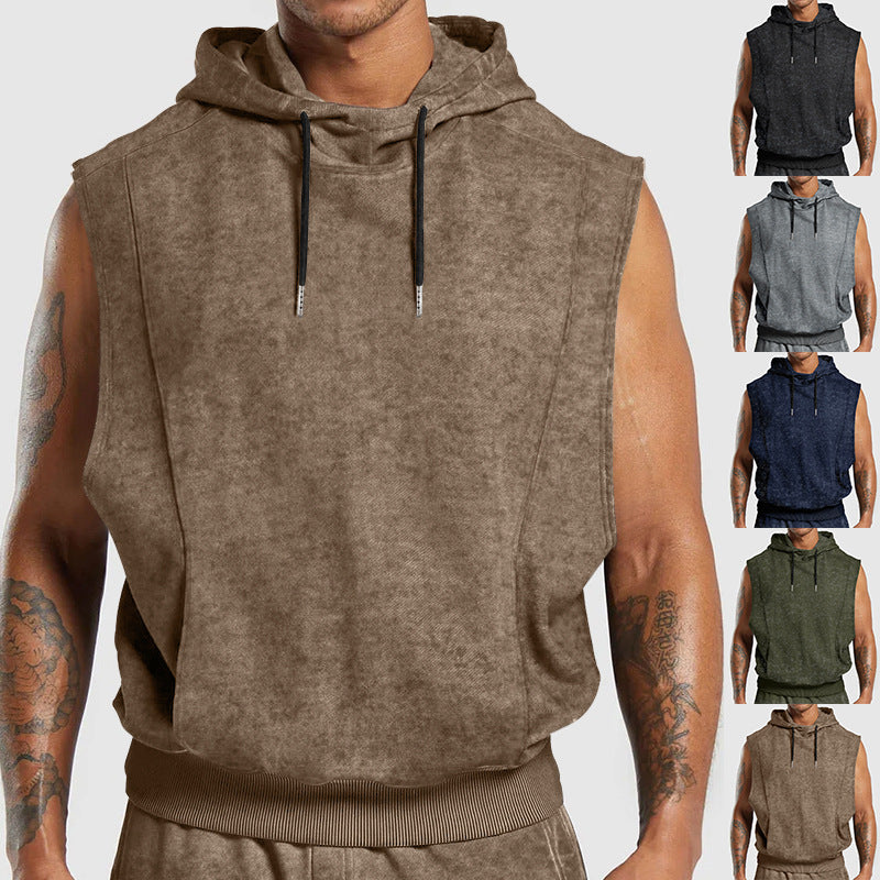 Herren Kapuzenshirt Ärmellos Weich Sweatshirt Sportlich