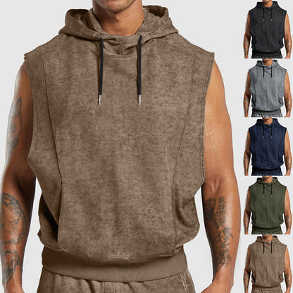 Herren Kapuzenshirt Ärmellos Weich Sweatshirt Sportlich