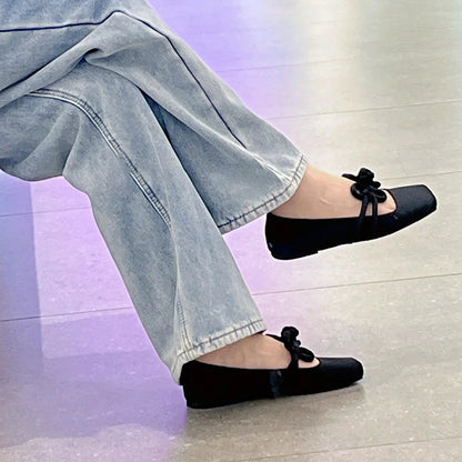 Damen Ballerinas Elegante Schleifen Detail Komfort
