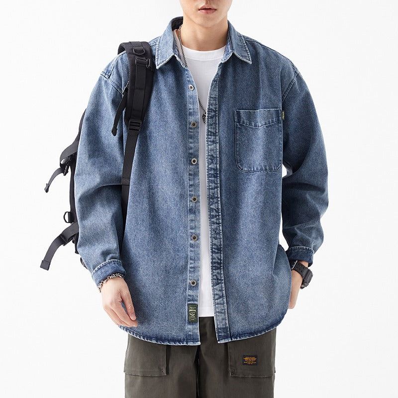 Herren Denim-Jacke Lässig Mit Tasche Modern