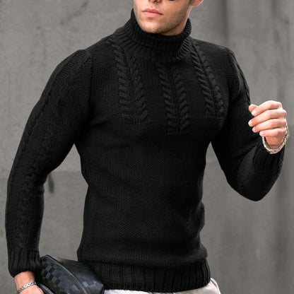 Herren Strickpullover Hochkragen Modisch Glatt