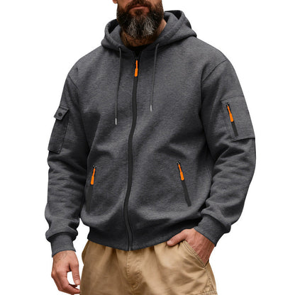 Herren Kapuzenjacke Praktisch mit Reißverschluss-Taschen Funktionell