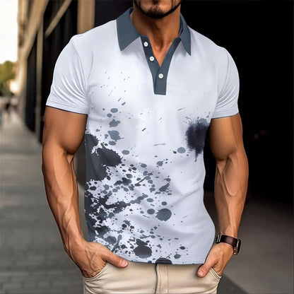 Herren Poloshirt Farbverlauf Modern Kragen