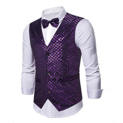 Herren Pailletten Weste Glamour Elegant Party - BerlinGlamour