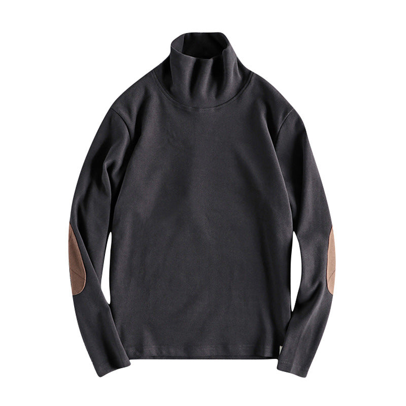 Hochwertige, elegante Stehkragenpullover mit kontrastierenden Ellbogenpatches BerlinGlamour für den anspruchenden Onlineshop.