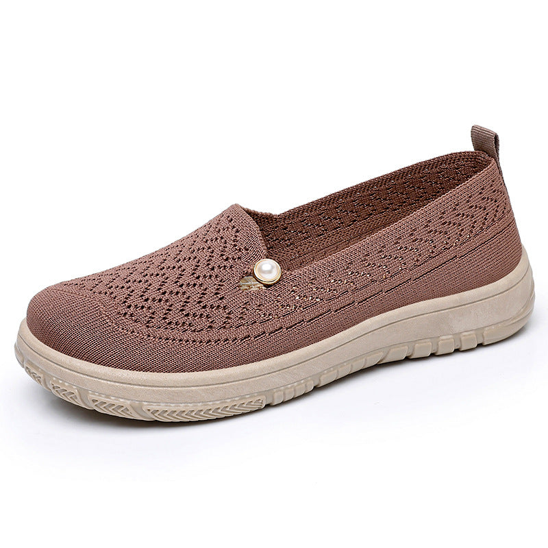 Damen Slip-On Schuhe Elegantes Design Perlenschmuck