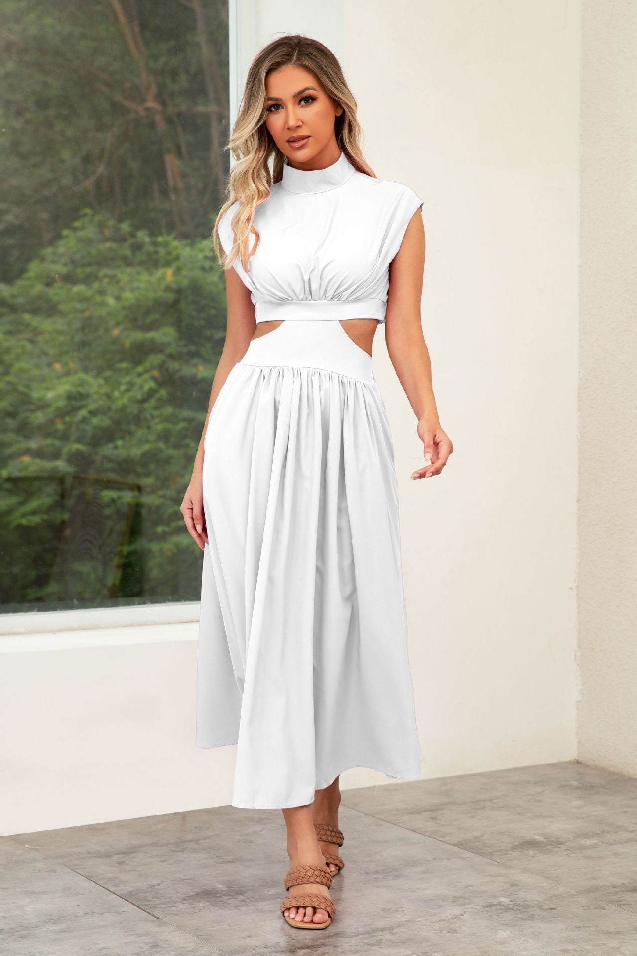 Sommerkleid Damen Cut-Out Halskragen Modern