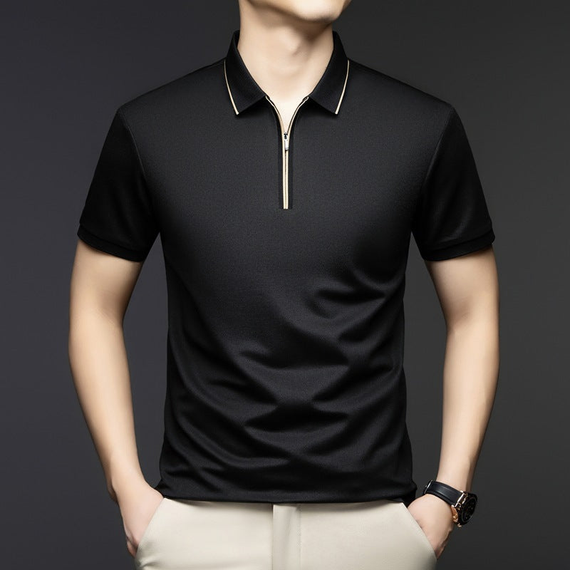Herren Kurzarmshirt Mit Reißverschluss Modern Style