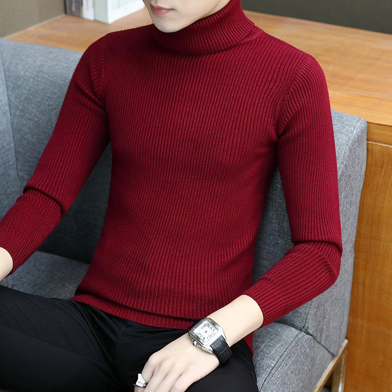 Herren Rollkragenpullover Eleganter Rippstrick Modern