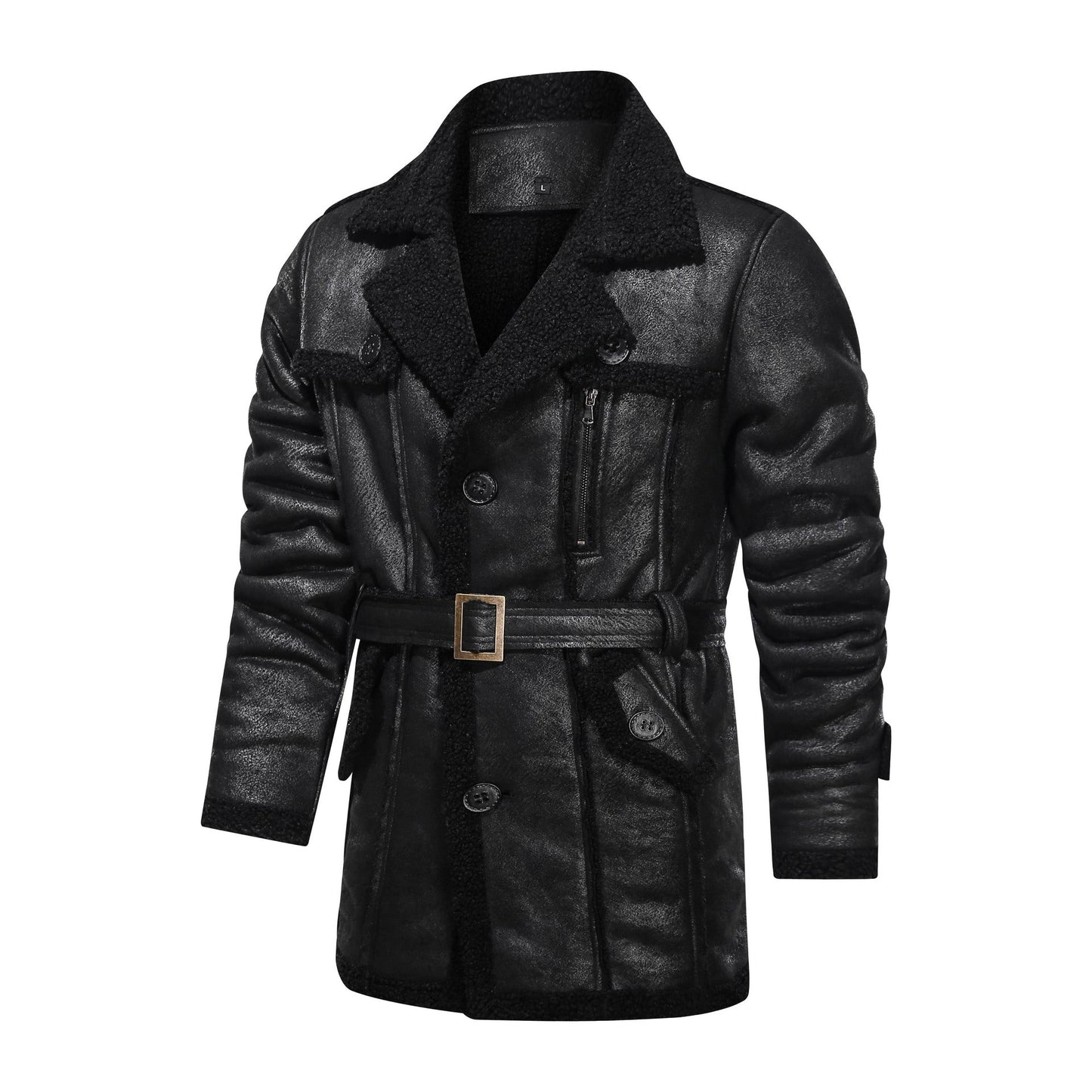 Lederjacke Herren Teddyfutter Warm Winter