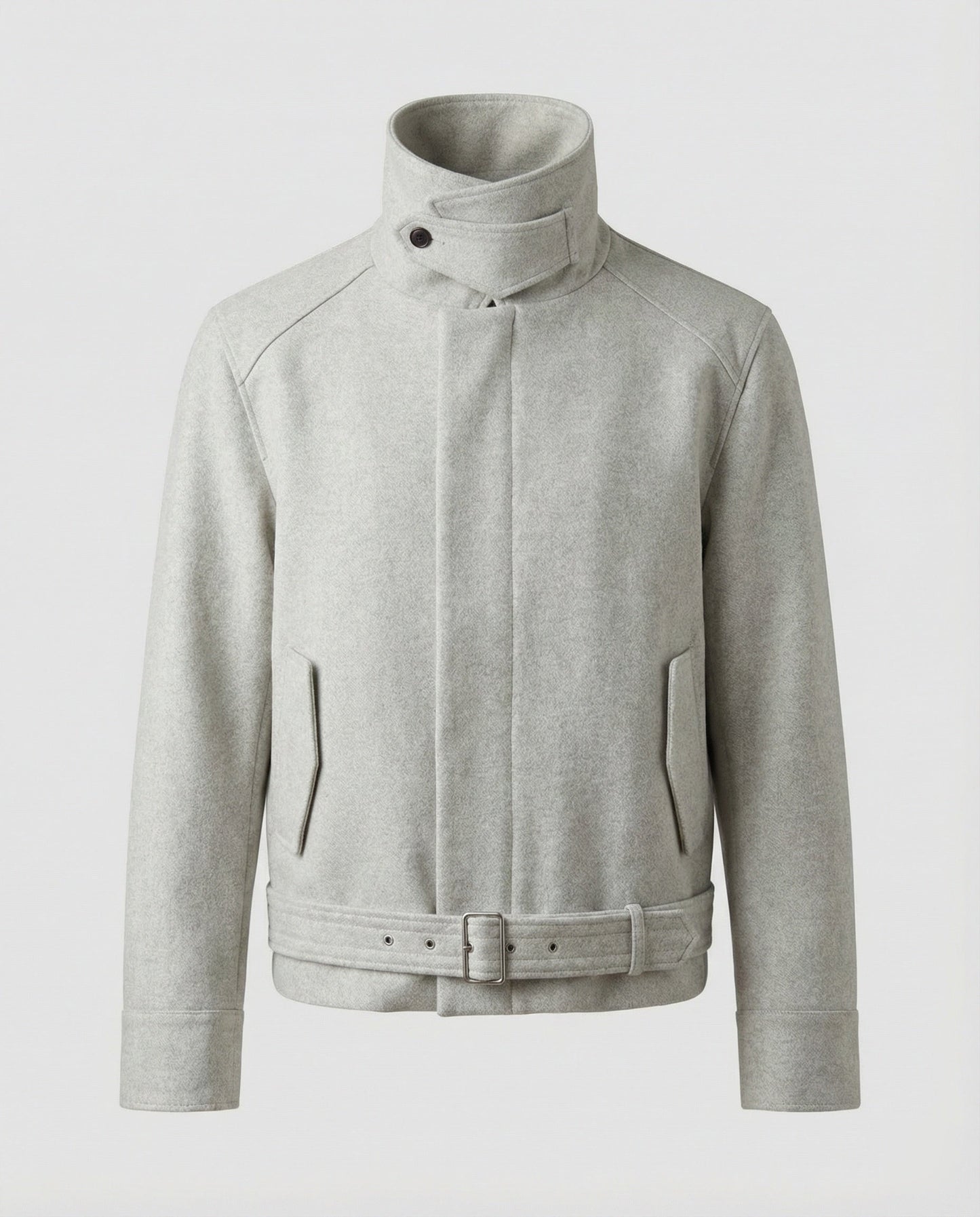 Herren Blouson Kurz Wollmix Stehkragen Taillengürtel