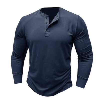 Herren Langarmshirt Modern Bequem Knopfleiste