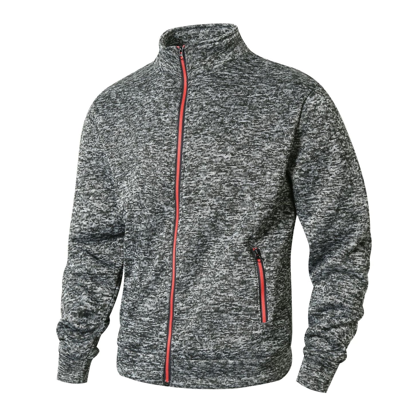 Herren Fleecejacke Sportlich Warm Mit Stehkragen