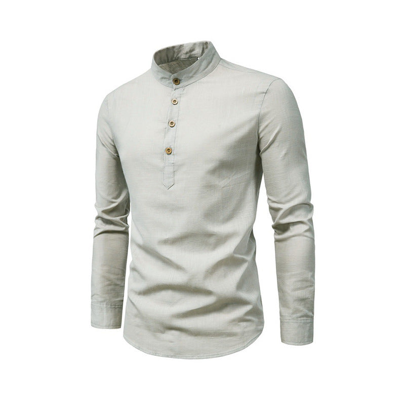 Herren Langarmhemd Stehkragen Elegantes Business Hemd Modern