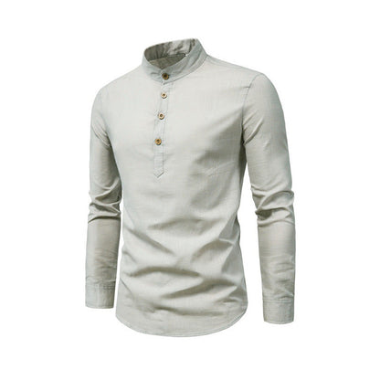 Herren Langarmhemd Stehkragen Elegantes Business Hemd Modern
