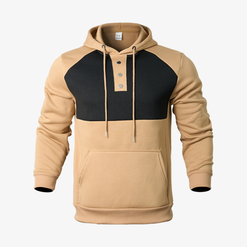 Herren Kapuzenpullover Modern mit Kängurutasche und Knöpfen