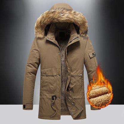 Herren Winterparka Warm Isoliert mit Abnehmbarem Fellkragen