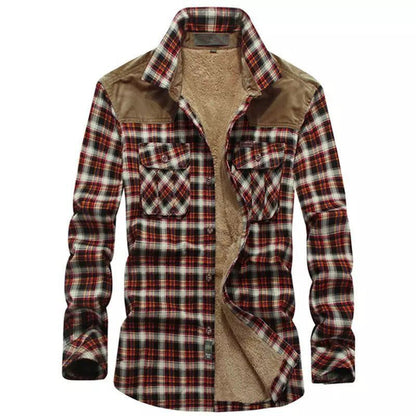 Herren Flanell Hemdjacke Warm mit Fütterung und Taschen