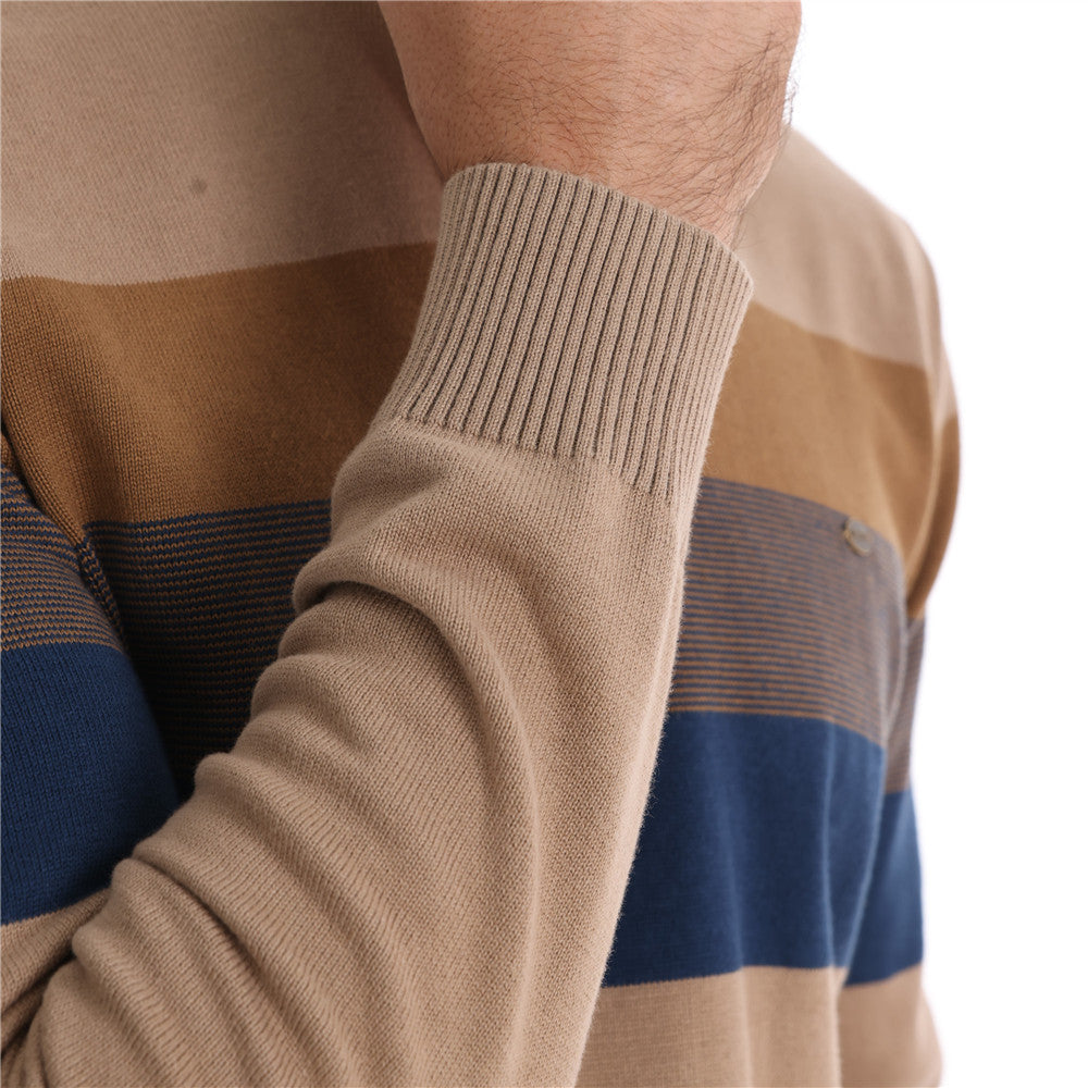 Herren Strickpullover Stehkragen Streifen Modern