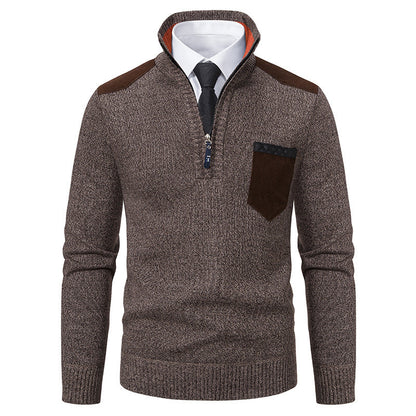 Herren Stehkragenpullover Strukturiert Reißverschluss Modern