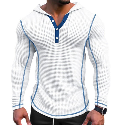 Herren Kapuzenshirt Modern mit Knöpfen und Struktur
