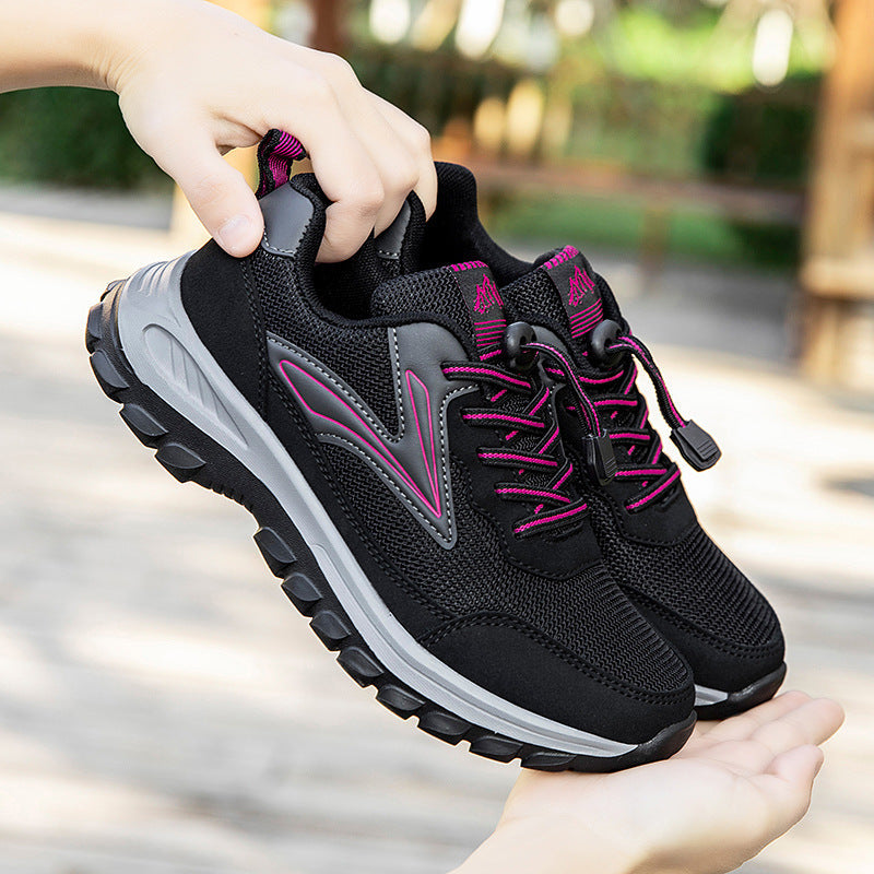 Damen Sport-Sneaker Atmungsaktiv Rutschfest Laufschuhe Schwarz