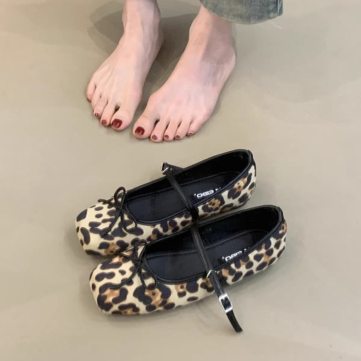 Damen Ballerinas Bequem Schleifen Dekor Schwarz
