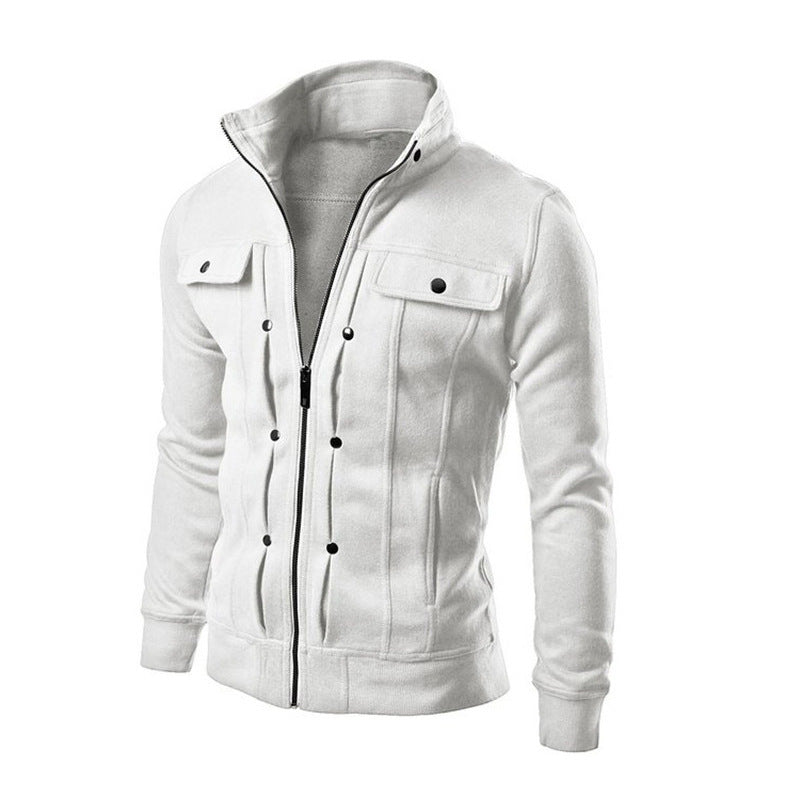 Herren Fleecejacke Modern mit Kragen und Taschen