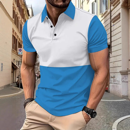 Herren Poloshirt Atmungsaktiv Modern Farbblockdesign - BerlinGlamour