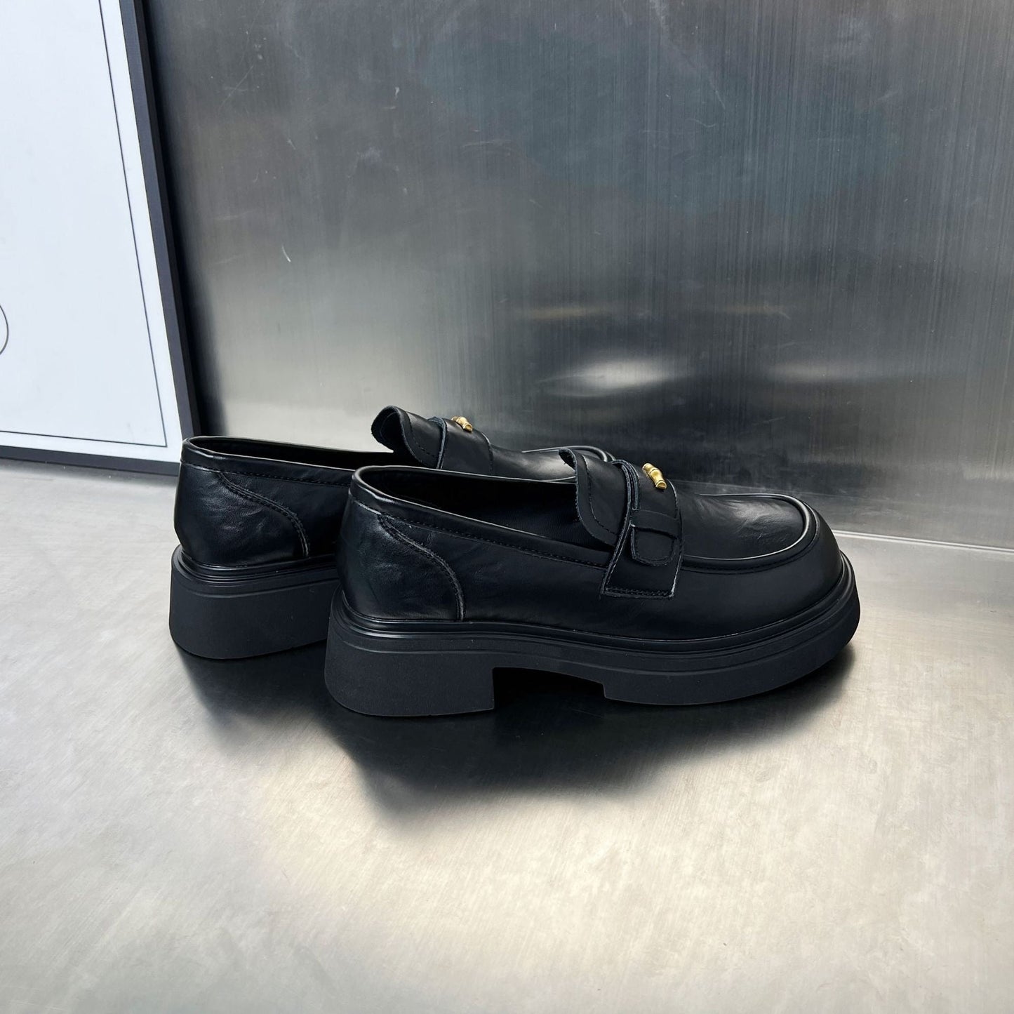 Damen Loafers Bequem Klobige Sohle Elegante Schnalle