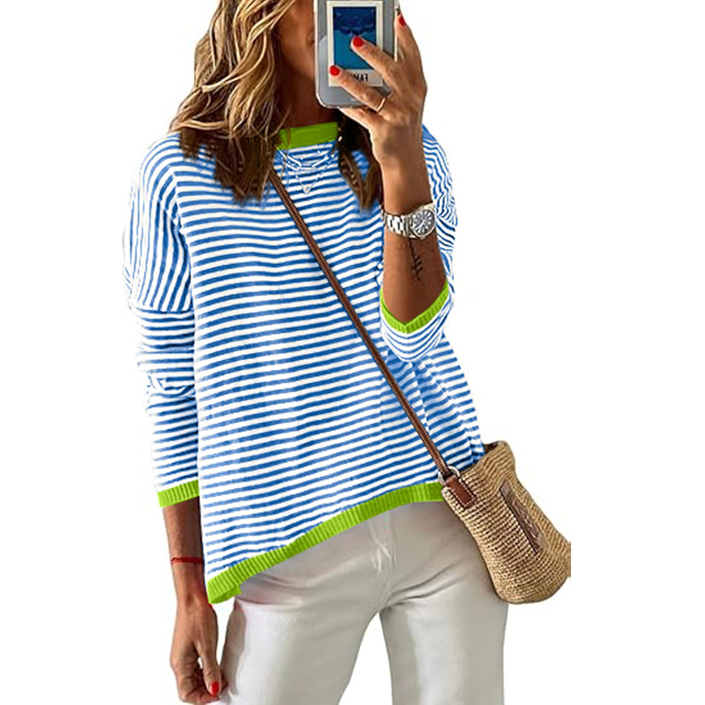 Damen Pullover Lässig Gestreift Modern