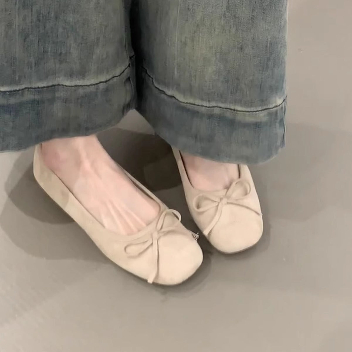 Damen Ballerinas Bequem Schleifen Detail Modisch