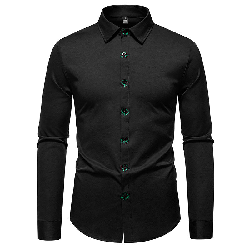 Herren Langarmhemd Elegant mit Stickerei Moderne Style