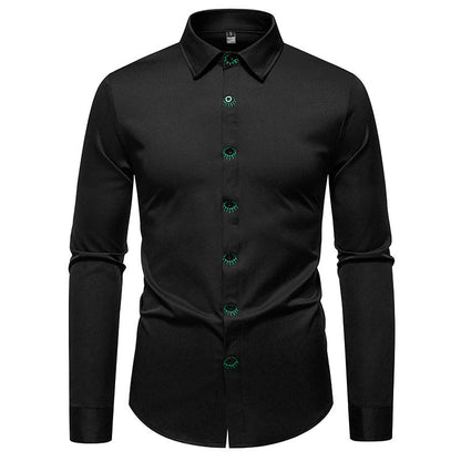 Herren Langarmhemd Elegant mit Stickerei Moderne Style