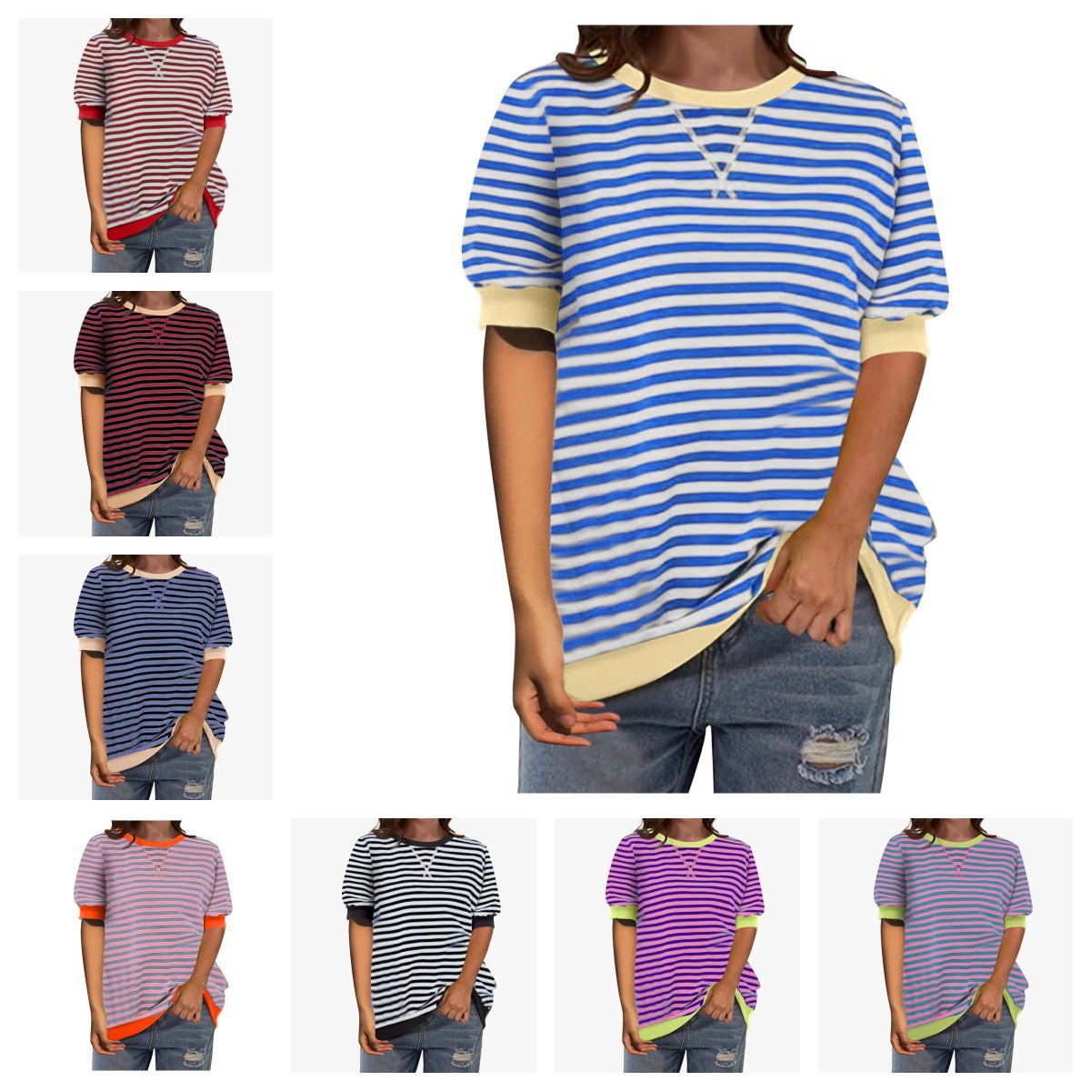 Damen Oberteil Streifenshirt Lässig Modern - BerlinGlamour