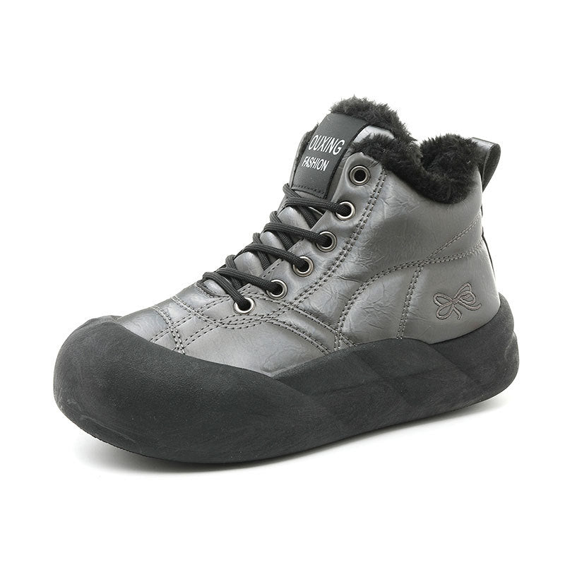 Damen Winterstiefel Warm Rutschfest Kunstfell Schwarz