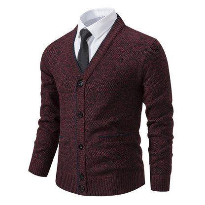 Herren Strickjacke V-Ausschnitt Elegante Details Modern