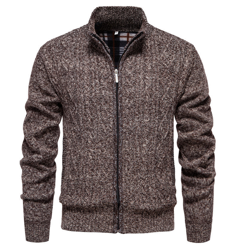 Herren Strickjacke Warm Highneck Reißverschluss