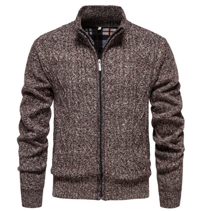 Herren Strickjacke Warm Highneck Reißverschluss