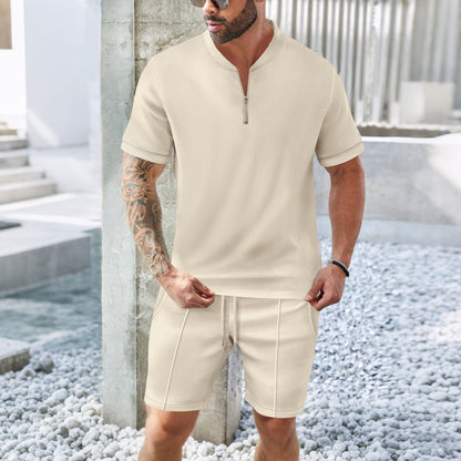 Herren Sportset Kurzarm Reißverschluss Funktionsshirt - BerlinGlamour
