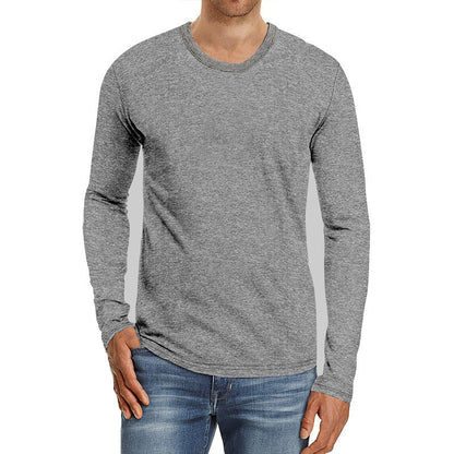 Herren Basic T-Shirt Langarm Weiß Einfach