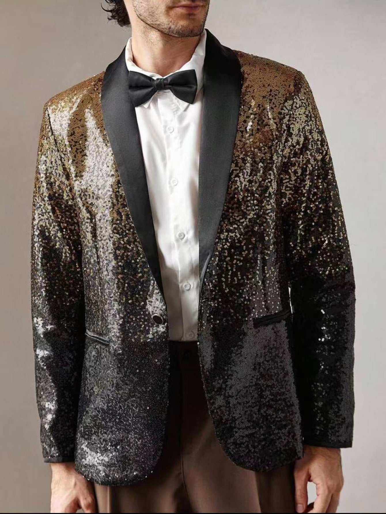 Herren Blazer Glitter Paillettenjacke Elegant