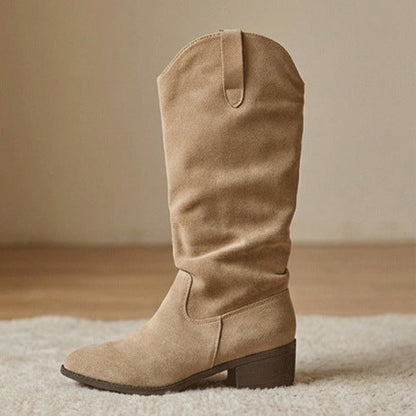 Damen Stiefel Wildleder Elegante Stretch Schnürsenkel